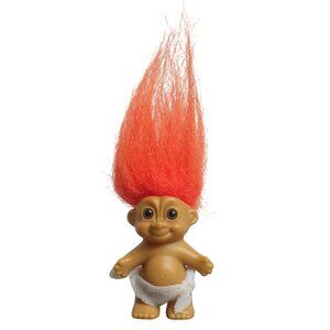 Vintage Russ Baby Troll Doll 2" Vinyl Figure Orange Hair with Diaper 90s